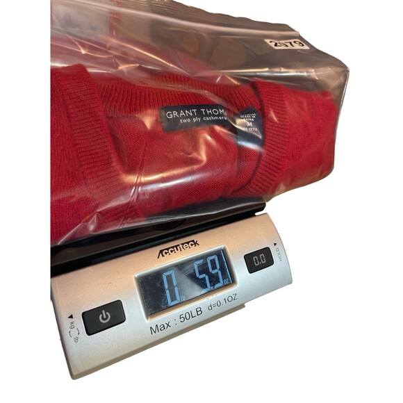 Grant Thomas 100% Cashmere Sweater Vest Red V-Neck Two Ply M Holiday Winter - Picture 11 of 11